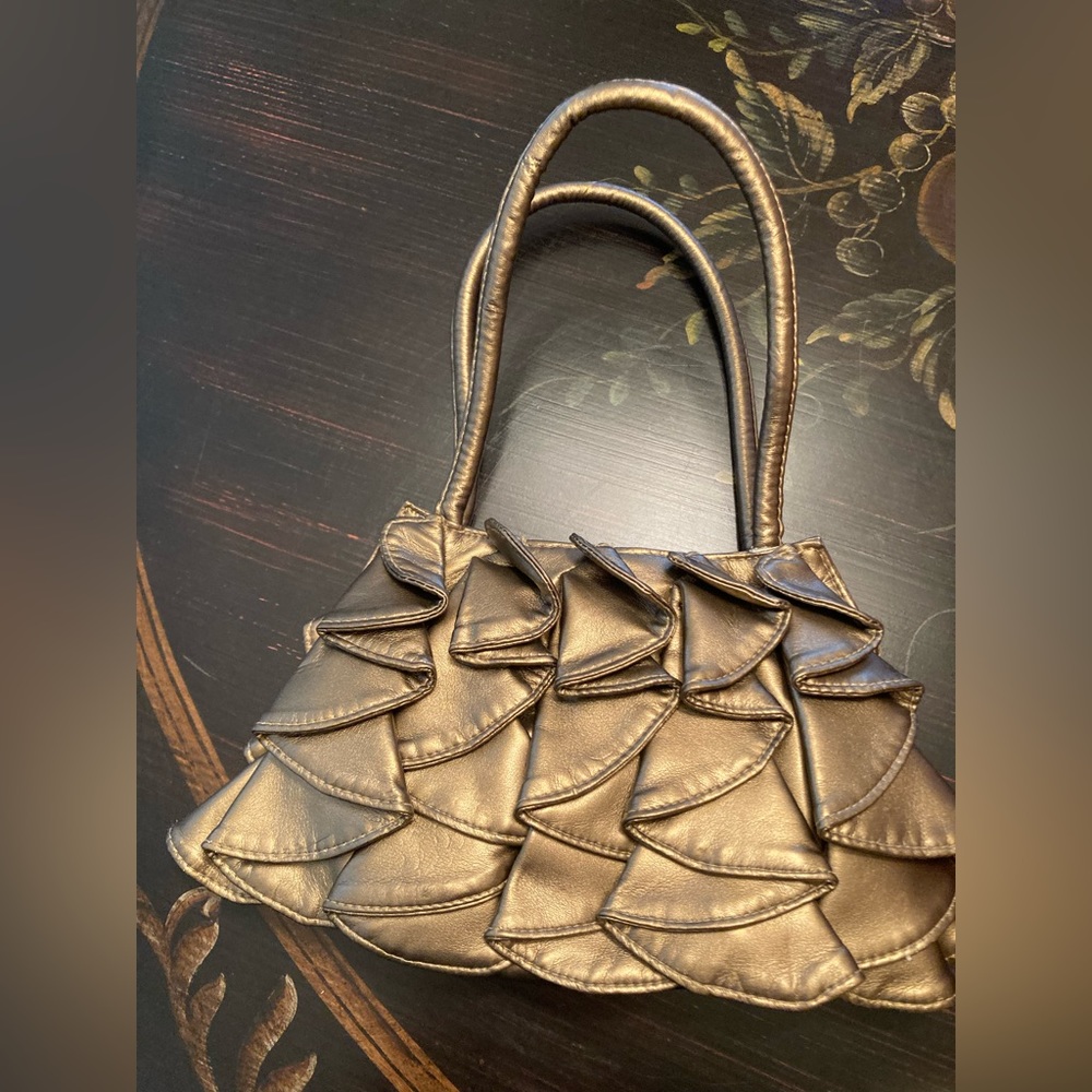 Faux leather gold small handbag